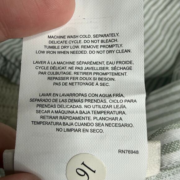 LAURA ASHLEY Cotton European Pillow Case Sham Gray White Ticking Stripe Ruffle - Picture 8 of 12